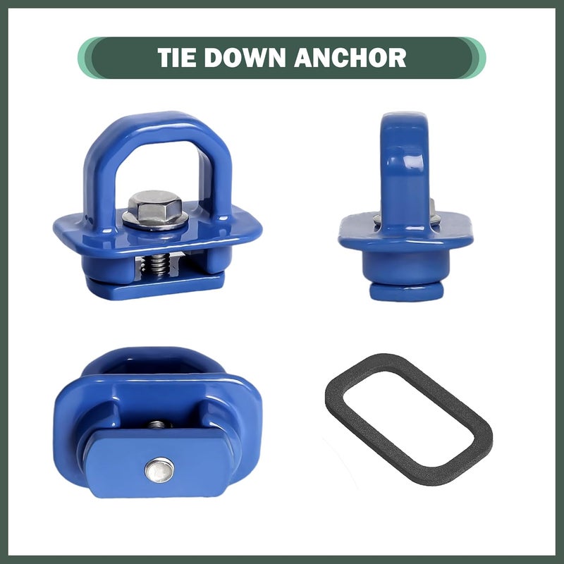Phamyor Aluminum Tie Down Anchors Truck Bed Side Wall Anchor fit for 2007-2023 Chevy Silverado/GMC Sierra, 2015-2023 Chevy Colorado/GMC Canyon, Truck Bed Cargo Hooks, DZ97903, Blue, 4pcs - Image 3